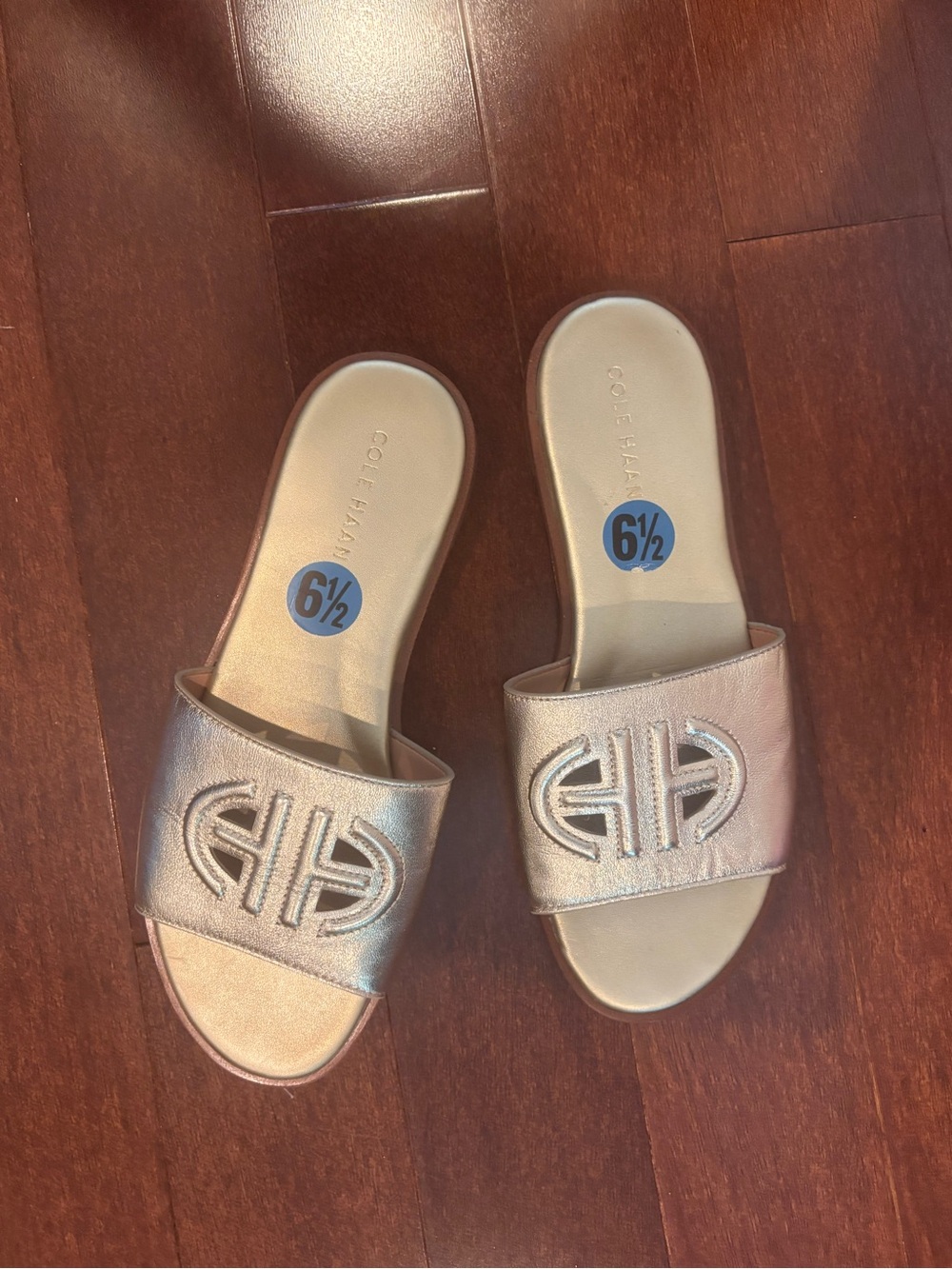 Cole Haan Metallic Rose Gold Slide Sandals